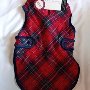 Max Studio Pets Red Plaid Vest